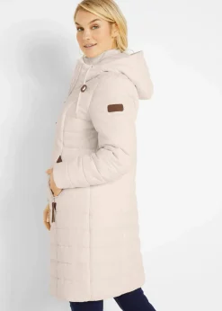 bonprix Jacken & Mäntel|Bekleidung·Hosen^Steppmantel, 2-in-1 Optik naturbeige