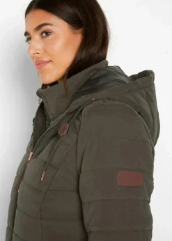 bonprix Jacken & Mäntel|Bekleidung·Hosen^Steppmantel, 2-in-1 Optik dunkeloliv
