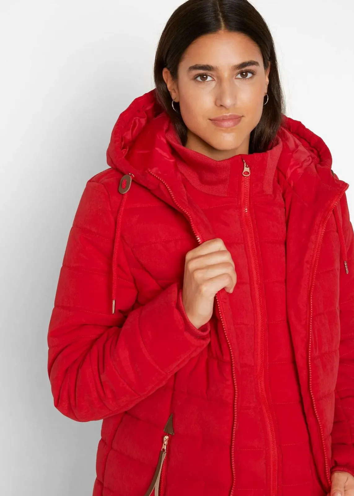bonprix Bekleidung·Hosen|Jacken & Mäntel^Steppmantel, 2-in-1 Optik tiefrot