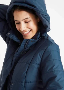 bonprix Jacken & Mäntel|Bekleidung·Hosen^Steppmantel mit abnehmbarer Kapuze dunkelblau