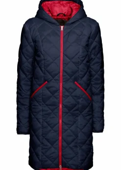 bonprix Jacken & Mäntel^Steppmantel mit Kapuze zweifarbig dunkelblau/dunkelrot