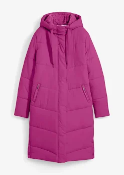 bonprix Jacken & Mäntel|Nachhaltigere Materialien^Steppmantel mit Teddyfutter in der Kapuze dunkelfuchsia