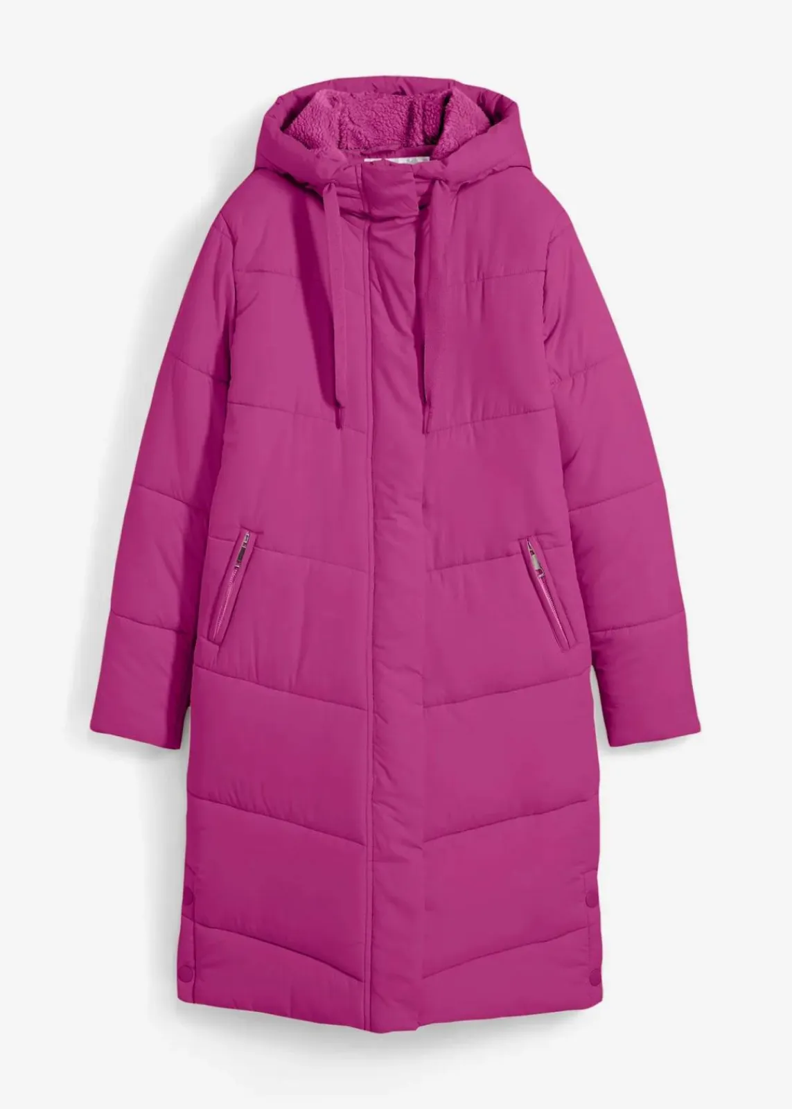 bonprix Jacken & Mäntel|Nachhaltigere Materialien^Steppmantel mit Teddyfutter in der Kapuze dunkelfuchsia