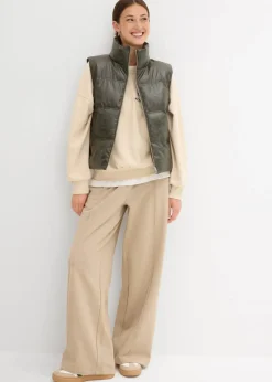 bonprix Bekleidung·Hosen|Nachhaltigere Materialien^Steppweste aus Lederimitat grau washed