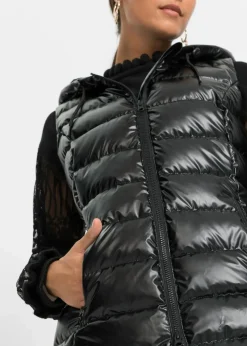 bonprix Bekleidung·Hosen|Jacken & Mäntel^Steppweste in Glanzoptik schwarz glänzend