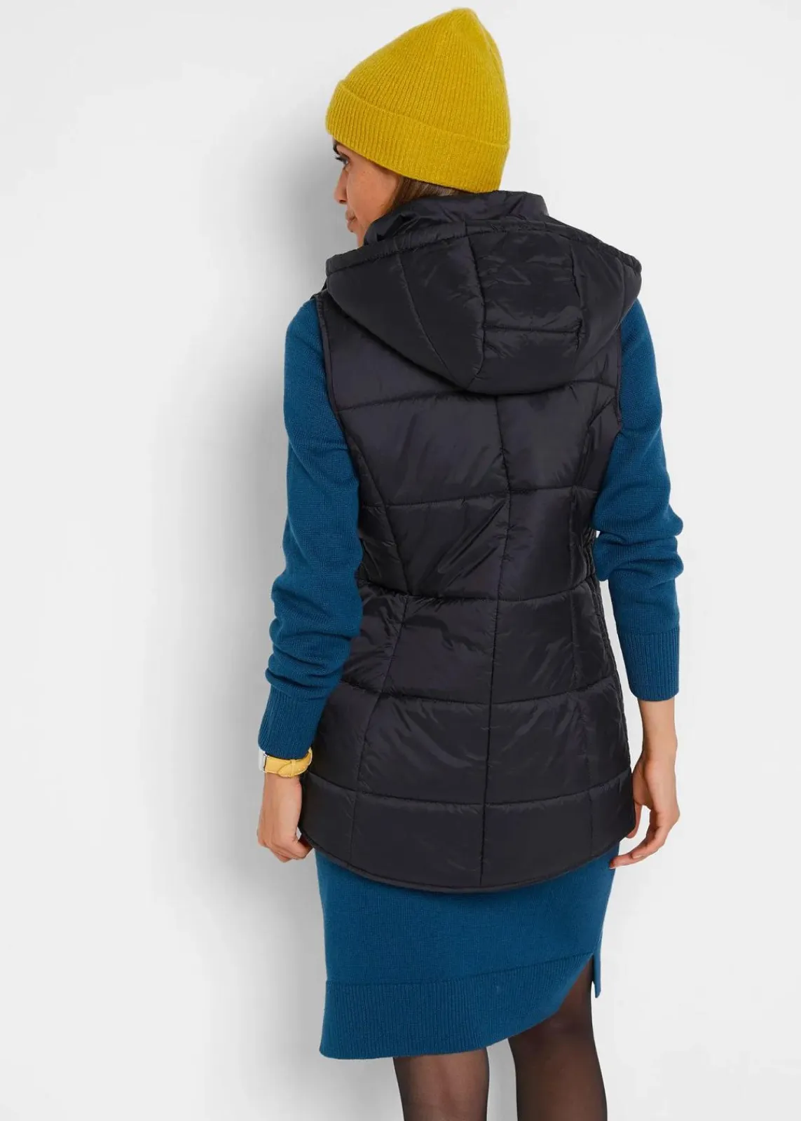 bonprix Jacken & Mäntel|Bekleidung·Hosen^Steppweste mit abnehmbarer Kapuze schwarz