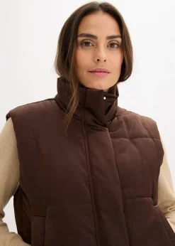bonprix Bekleidung·Hosen|Jacken & Mäntel^Steppweste mit leichtem Glanz dunkelbraun