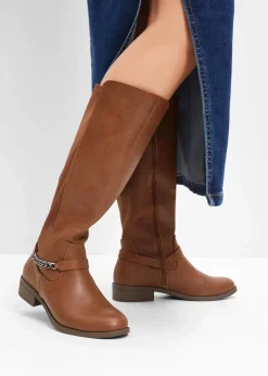 bonprix Schuhe & Accessoires In Spezialgrößen·Schuhe In Übergröße|Schuhe & Accessoires In Spezialgrößen·Elastischer Schaft^Stiefel cognac