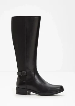 bonprix Stiefel|Schuhe & Accessoires In Spezialgrößen·Elastischer Schaft^Stiefel aus Leder schwarz