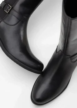 bonprix Stiefel|Schuhe & Accessoires In Spezialgrößen·Elastischer Schaft^Stiefel aus Leder schwarz