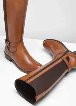 bonprix Stiefel|Schuhe & Accessoires In Spezialgrößen·Elastischer Schaft^Stiefel aus Leder cognac