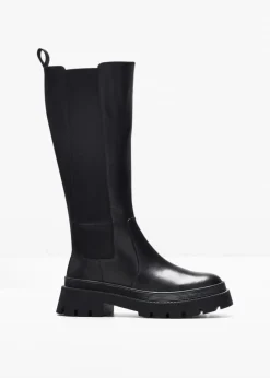 bonprix Stiefel|Schuhe & Accessoires In Spezialgrößen·Elastischer Schaft^Stiefel aus Leder schwarz