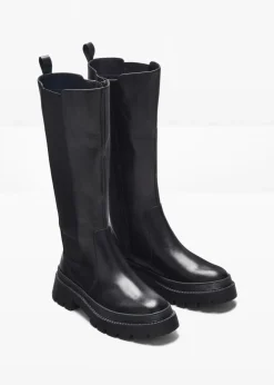 bonprix Stiefel|Schuhe & Accessoires In Spezialgrößen·Elastischer Schaft^Stiefel aus Leder schwarz