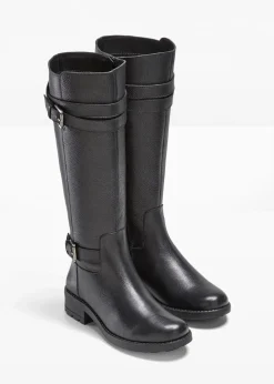 bonprix Stiefel|Schuhe & Accessoires In Spezialgrößen·Schuhe In Übergröße^Stiefel aus Leder schwarz