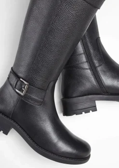 bonprix Stiefel|Schuhe & Accessoires In Spezialgrößen·Schuhe In Übergröße^Stiefel aus Leder schwarz