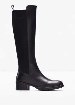 bonprix Gefütterte Winterschuhe|Stiefel^Stiefel aus Leder schwarz