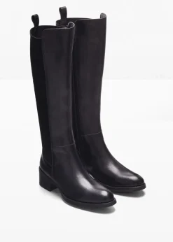 bonprix Gefütterte Winterschuhe|Stiefel^Stiefel aus Leder schwarz