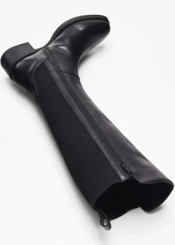 bonprix Gefütterte Winterschuhe|Stiefel^Stiefel aus Leder schwarz