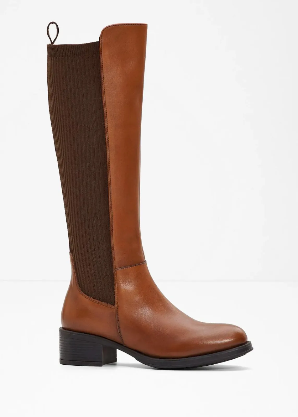 bonprix Gefütterte Winterschuhe|Stiefel^Stiefel aus Leder cognac