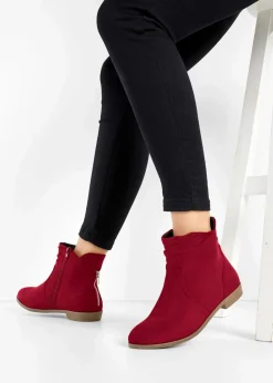bonprix Schuhe & Accessoires In Spezialgrößen·Schuhe In Übergröße|Stiefeletten^Stiefeletten mit Raffung rot