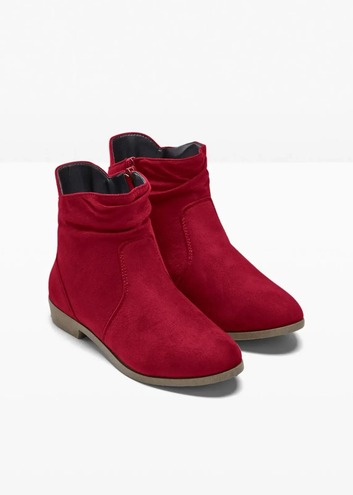 bonprix Schuhe & Accessoires In Spezialgrößen·Schuhe In Übergröße|Stiefeletten^Stiefeletten mit Raffung rot