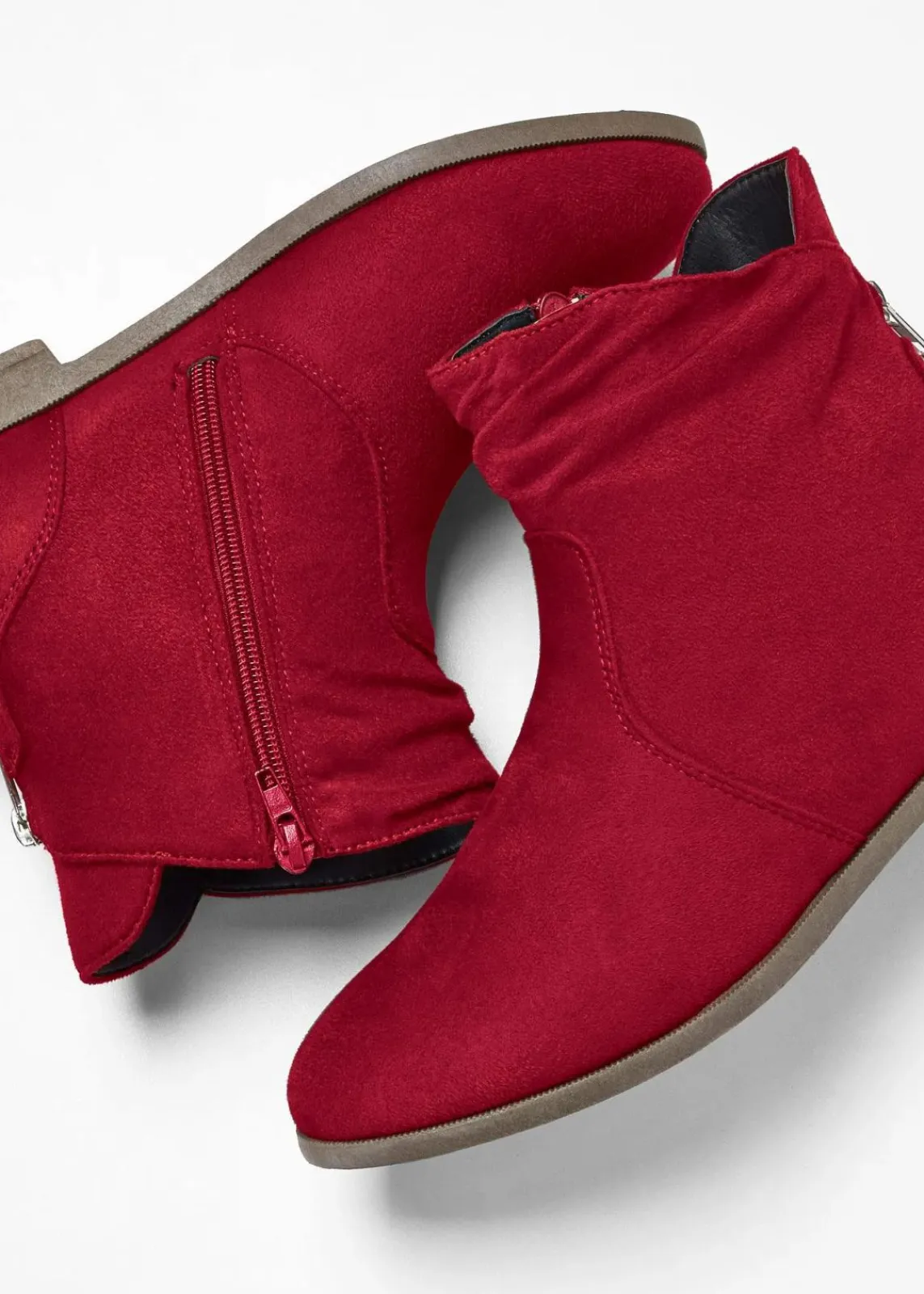 bonprix Schuhe & Accessoires In Spezialgrößen·Schuhe In Übergröße|Stiefeletten^Stiefeletten mit Raffung rot