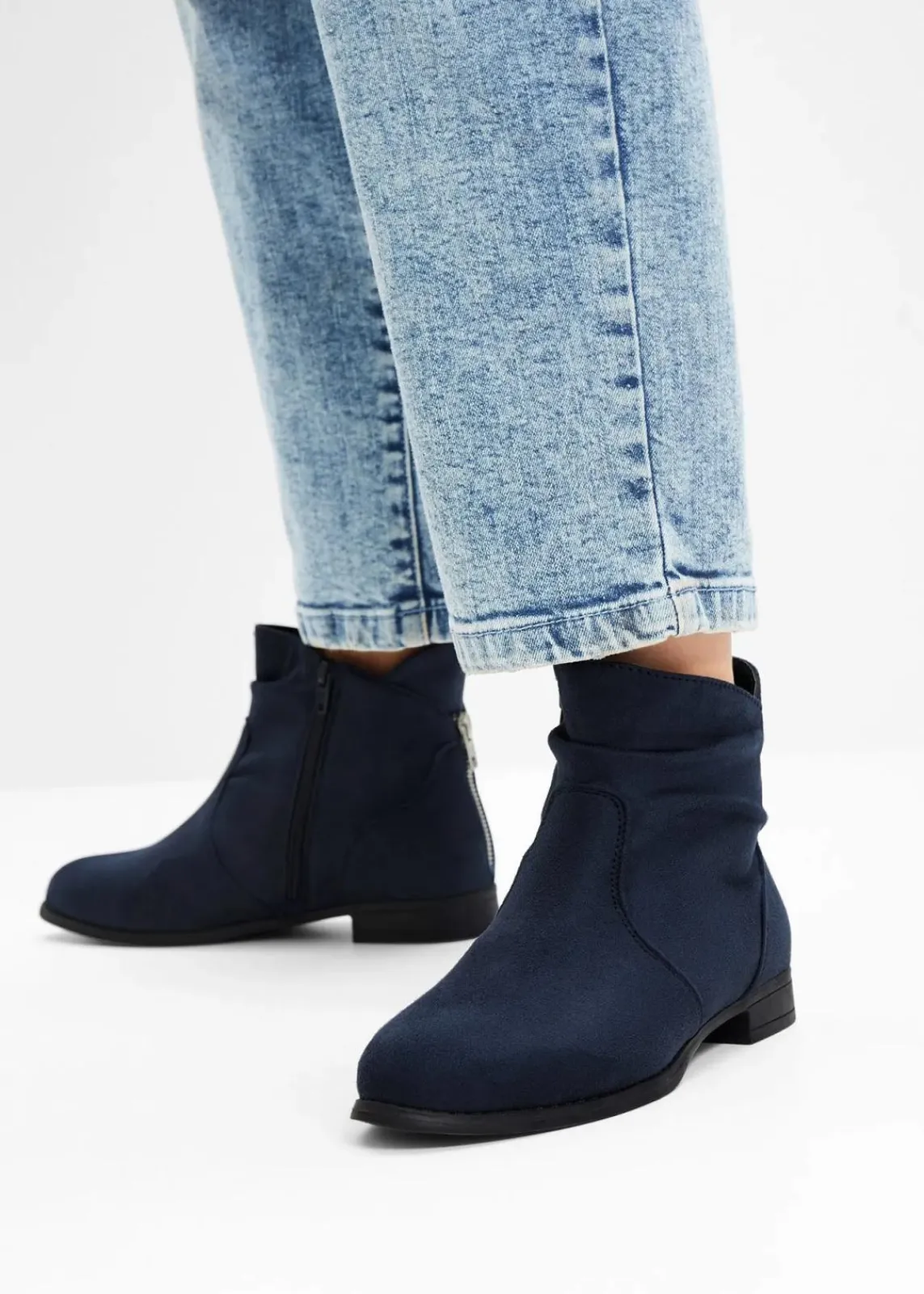 bonprix Schuhe & Accessoires In Spezialgrößen·Schuhe In Übergröße|Stiefeletten^Stiefeletten mit Raffung dunkelblau