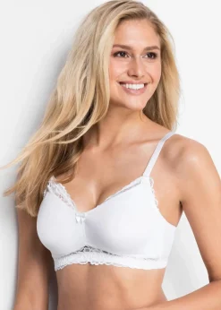 bonprix Große Cups D-H|Umstandsmode^Still BH ohne Bügel mit Bio-Baumwolle (2er Pack) anthrazit+ weiß