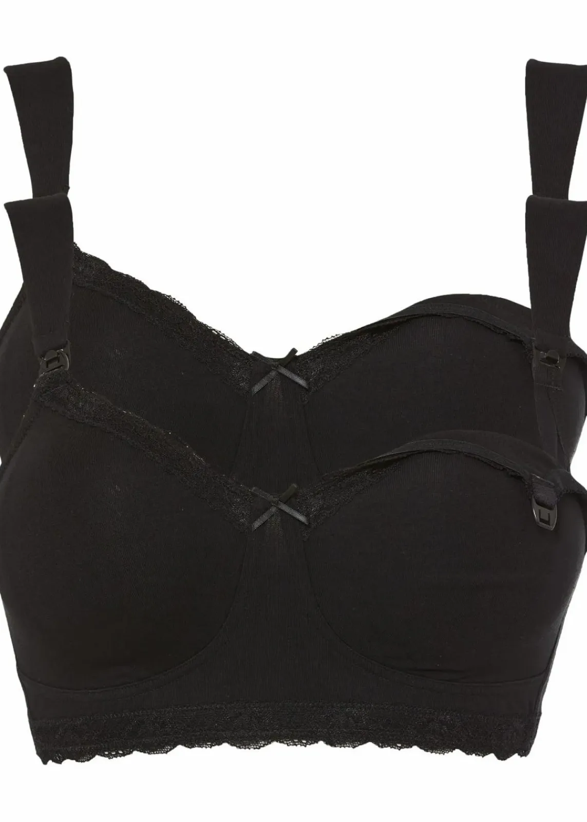 bonprix Wäsche·Baumwollunterwäsche|Wäsche·Große Cups D-H^Still-BH ohne Bügel mit Bio-Baumwolle (2er Pack) 2x schwarz