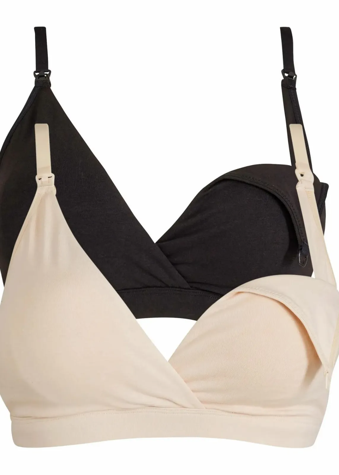 bonprix Wäsche·Still- & Umstandswäsche|Wäsche·Baumwollunterwäsche^Still-BH ohne Bügel mit Bio-Baumwolle (2er Pack) schwarz + kieselbeige