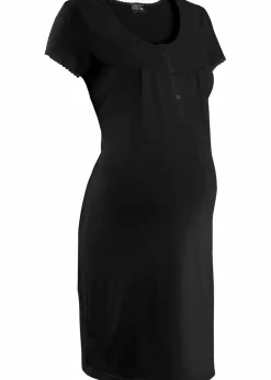 bonprix Umstandsmode|Nachhaltigere Materialien^Still-Nachthemd mit Bio-Baumwolle schwarz