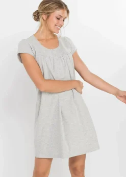 bonprix Umstandsmode|Nachhaltigere Materialien^Still-Nachthemd mit Bio-Baumwolle hellgrau meliert