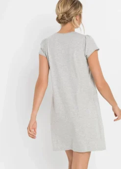 bonprix Umstandsmode|Nachhaltigere Materialien^Still-Nachthemd mit Bio-Baumwolle hellgrau meliert