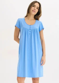 bonprix Wäsche·Basics|Wäsche·Still- & Umstandswäsche^Still-Nachthemd mit Bio-Baumwolle mittelblau