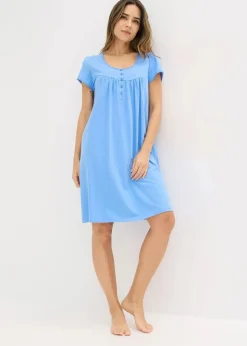 bonprix Wäsche·Basics|Wäsche·Still- & Umstandswäsche^Still-Nachthemd mit Bio-Baumwolle mittelblau
