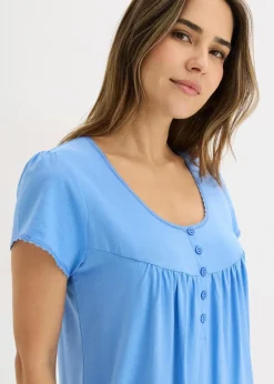 bonprix Wäsche·Basics|Wäsche·Still- & Umstandswäsche^Still-Nachthemd mit Bio-Baumwolle mittelblau