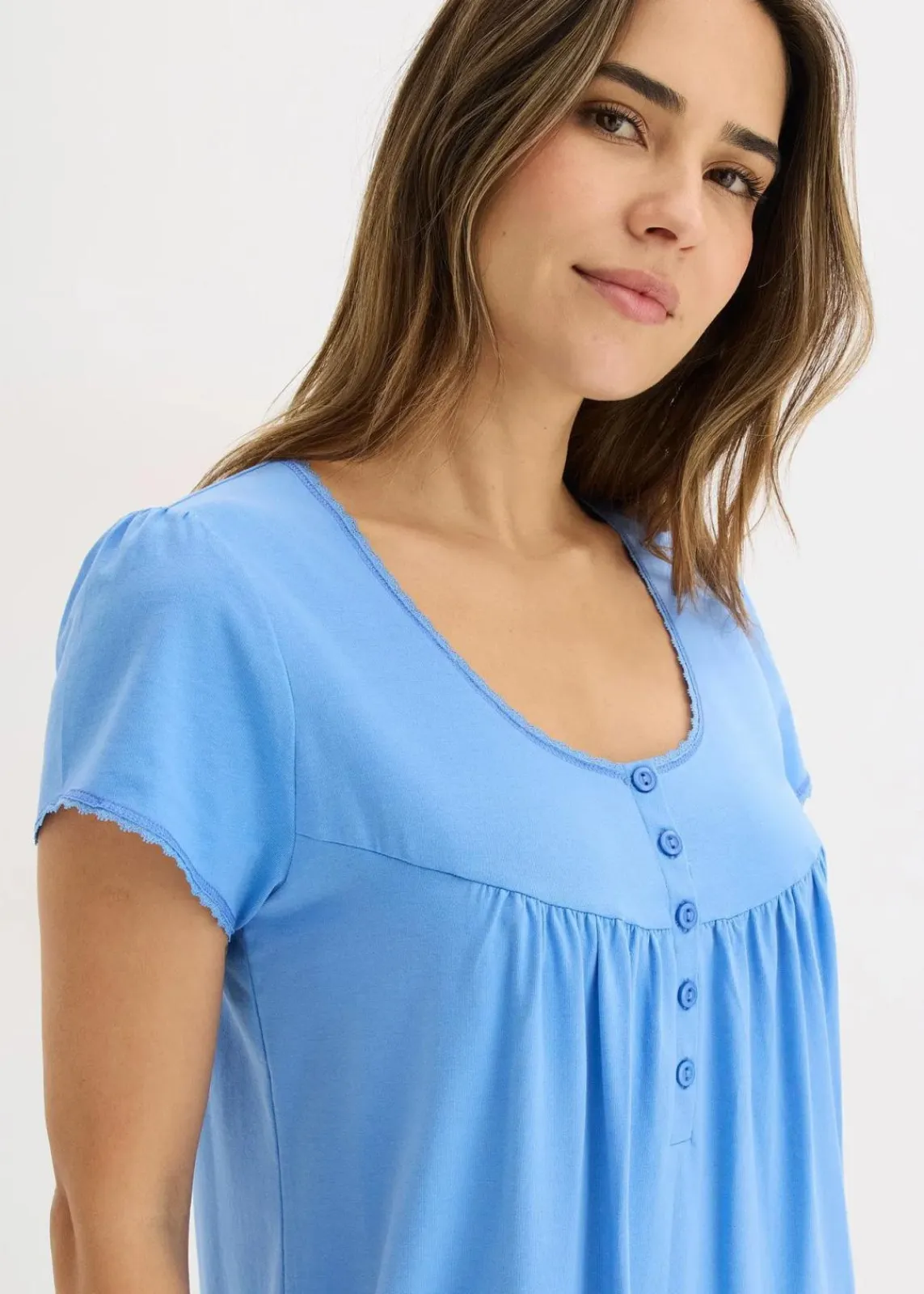 bonprix Wäsche·Basics|Wäsche·Still- & Umstandswäsche^Still-Nachthemd mit Bio-Baumwolle mittelblau