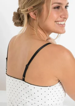 bonprix Wäsche·Baumwollunterwäsche|Nachhaltigere Materialien^Stilltop mit Bio-Baumwolle (2er Pack) schwarz/weiß bedruckt