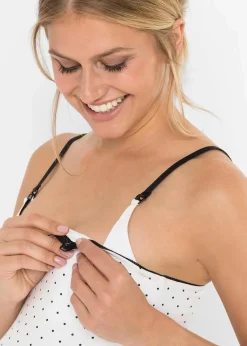bonprix Wäsche·Baumwollunterwäsche|Nachhaltigere Materialien^Stilltop mit Bio-Baumwolle (2er Pack) schwarz/weiß bedruckt