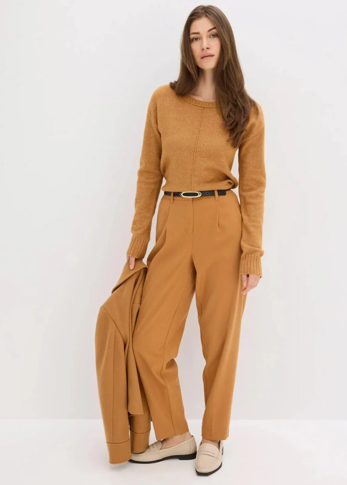 bonprix Hosen|Bekleidung·Kleider^Stoffhose im Barrelfit haselnuss