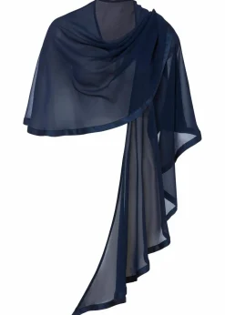 bonprix Ponchos|Schuhe & Accessoires In Spezialgrößen·Tücher & Ponchos^Stola mit feinem Satindetail dunkelblau