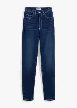 bonprix Jeans|Bekleidung·Shirts & Tops^Straight Jeans High Waist, Thermo dunkelblau denim used