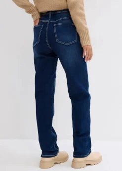 bonprix Jeans|Bekleidung·Shirts & Tops^Straight Jeans High Waist, Thermo dunkelblau denim used
