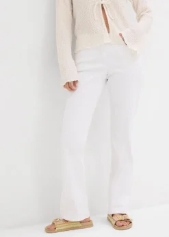bonprix Kurzgrößen|Bekleidung·Shirts & Tops^Straight Jeans Mid Waist, Stretch weiß