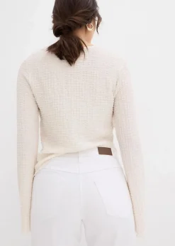 bonprix Kurzgrößen|Bekleidung·Shirts & Tops^Straight Jeans Mid Waist, Stretch weiß