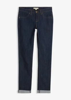 bonprix Jeans|Kurzgrößen^Straight Jeans Mid Waist, Stretch tiefblau denim ungewaschen