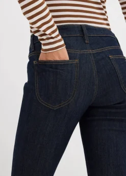 bonprix Jeans|Kurzgrößen^Straight Jeans Mid Waist, Stretch tiefblau denim ungewaschen
