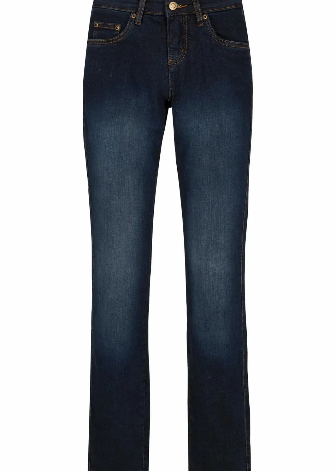bonprix Kurzgrößen|Bekleidung·Shirts & Tops^Straight Jeans Mid Waist, Stretch dunkelblau used