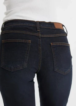 bonprix Kurzgrößen|Bekleidung·Shirts & Tops^Straight Jeans Mid Waist, Stretch dunkelblau used