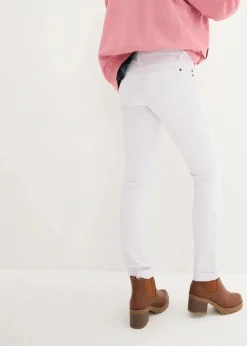 bonprix Jeans|Kurzgrößen^Straight Jeans Mid Waist, Stretch weiß